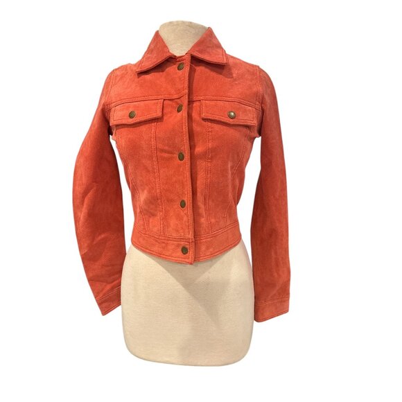 I Love H81 Womens Coral Faux Suede Cropped Jacket With Button Closures Size S - Picture 1 of 9